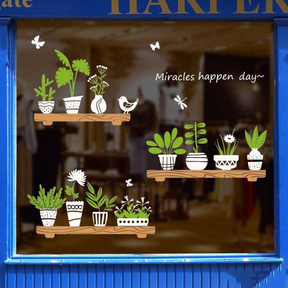 Đề Can PVC Dán Tường Chống Bụi Hình Chậu Hoa Hấp Dẫn Trang Trí Phông Nền Nhà Trẻ