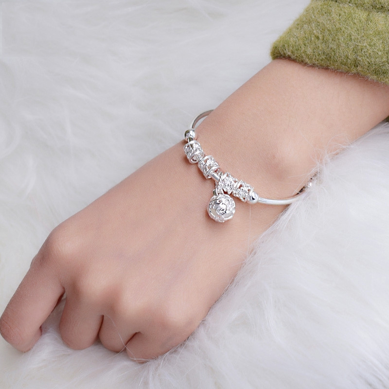 S925 Sterling Silver Fashion Avant-garde Beaded Women's Bracelet