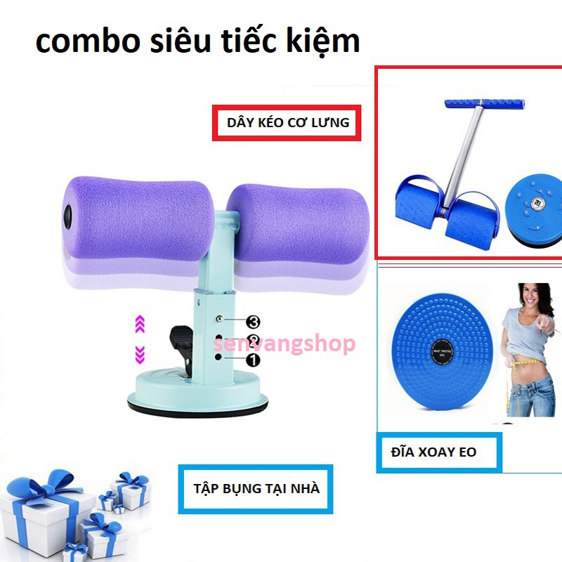 Dụng cụ tập cơ bụng, tập tại nhà hàng chuẩn - Dây kéo lưng, Dây tập thể dục, tập gym và đĩa xoay eo tại nhà