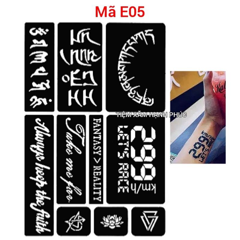 Khuôn Tattoo chữ lớn và số lớn cực đẹp mã E05