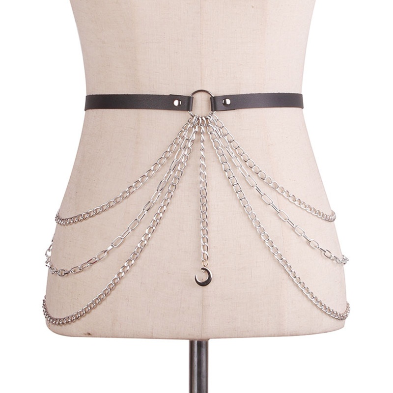 Dây Xích Đeo Hông Nhiều Lớp Phong Cách Gothic Có Thể Điều Chỉnh Cho Nữ
