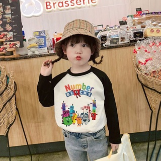 Áo Thun Tay Dài In Số Hoạt Hình Dành Cho Bé Trai Bé Gái