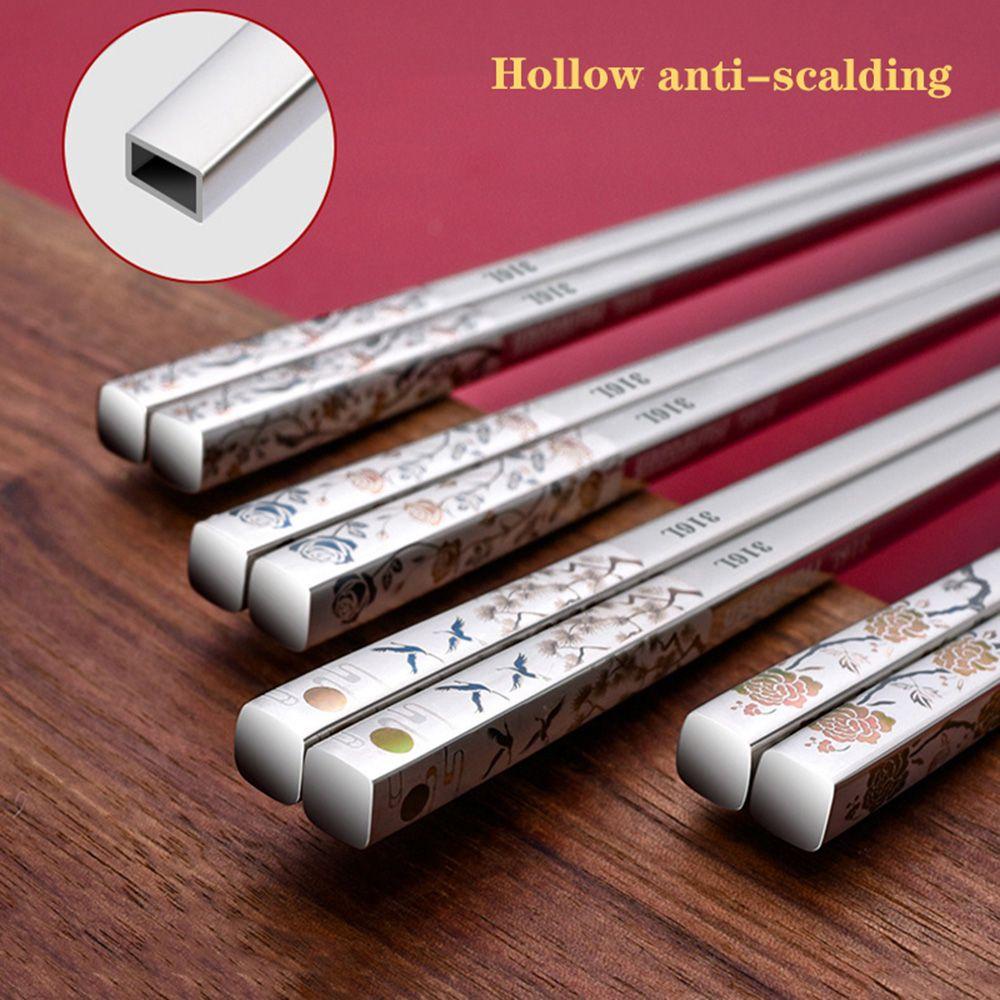 Đũa Ăn Chống Trượt Bằng Thép Không Gỉ 316L Phong Cách Trung Hoa