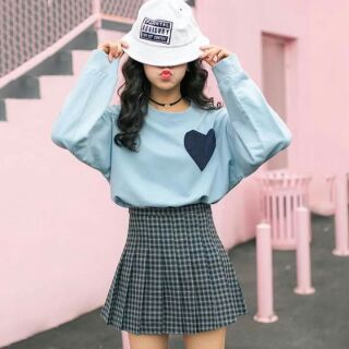 ÁO CROP TAY DÀI CHẤT NỈ HỌA TIẾT TRÁI TIM