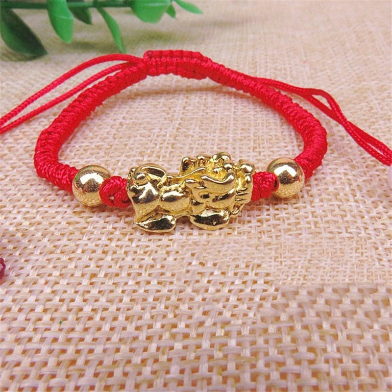 Vòng tay bện màu đỏ xỏ hạt 3d thời trang cho nữ