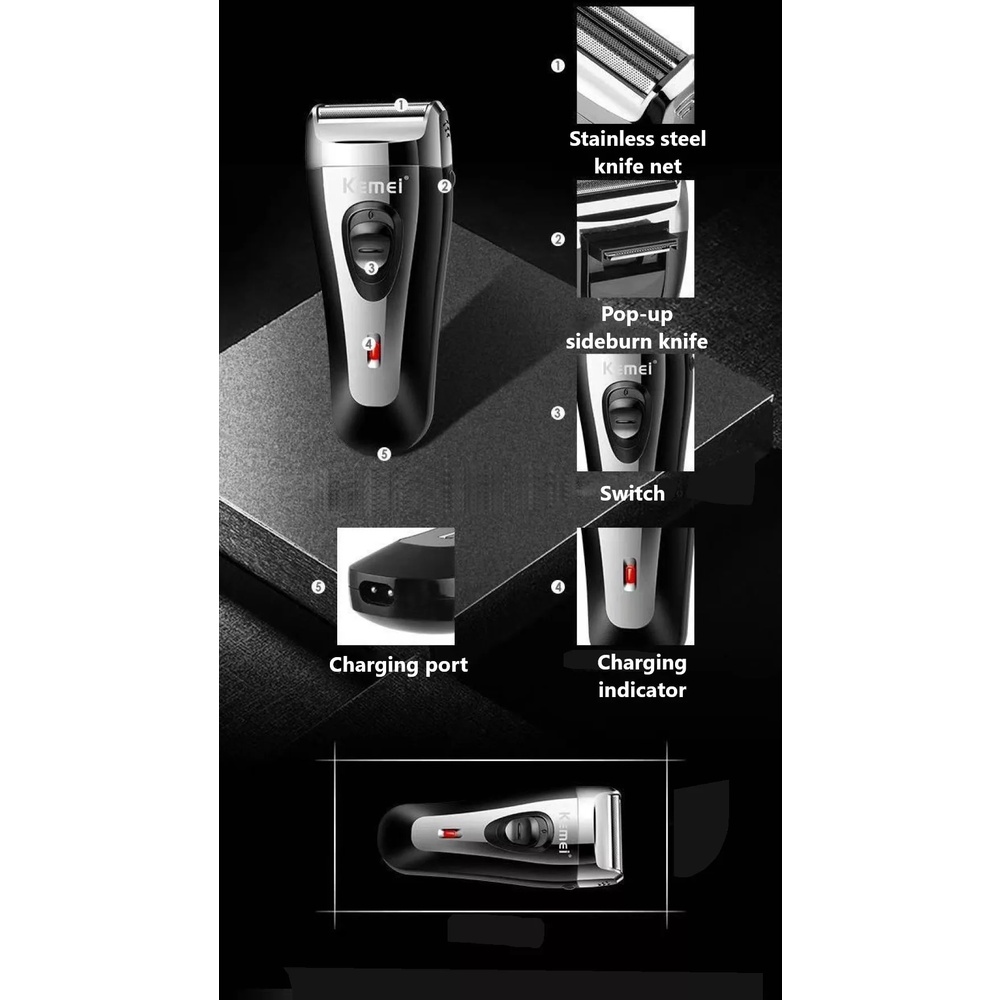 Máy Cạo Râu Chuyên Nghiệp Kèm Đầu Lưỡi Thay Thế Kemei Km 9038