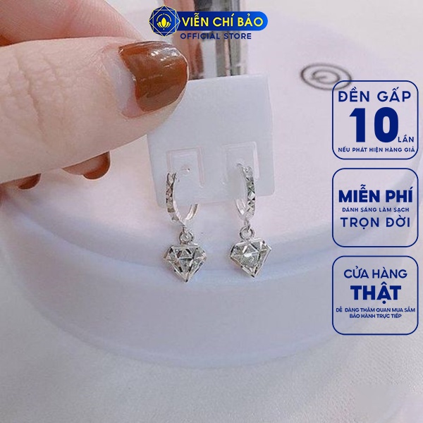 Bông tai bạc nữ tim cương new chất liệu bạc S925 thời trang phụ kiện trang sức nữ Viễn Chí Bảo B400310x