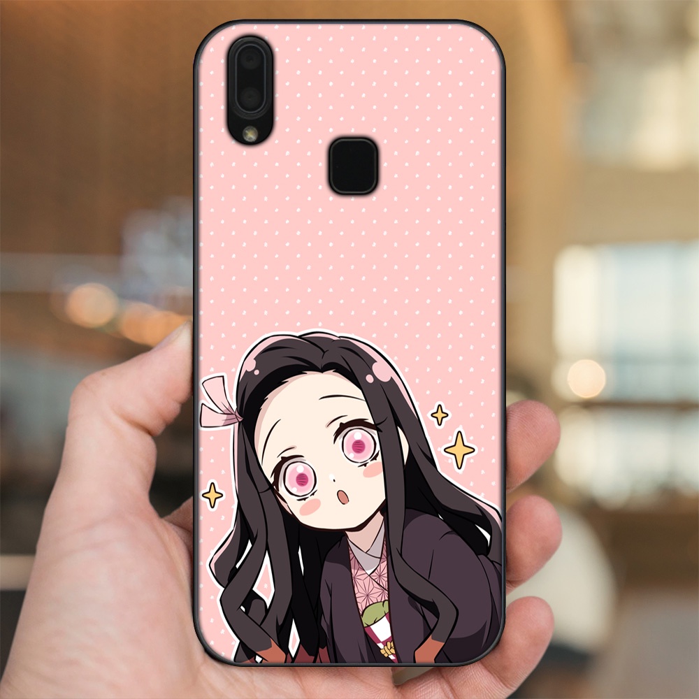 Ốp lưng Vivo Y91, Y95 viền đen in hình Nezuko Kimetsu no Yaiba