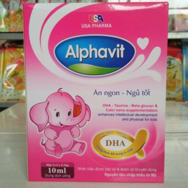 (Nhà thuốc 24h/7) Alphavit Ăn Ngon giúp bé ngủ tốt, bé ăn ngon, ngủ ngon, kích thích bé ăn nhiều hơn hộp 20 ống