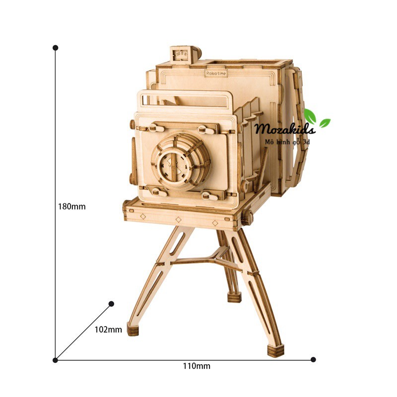 Đồ chơi lắp ráp gỗ 3D Mô hình Máy chụp hình Cổ điển