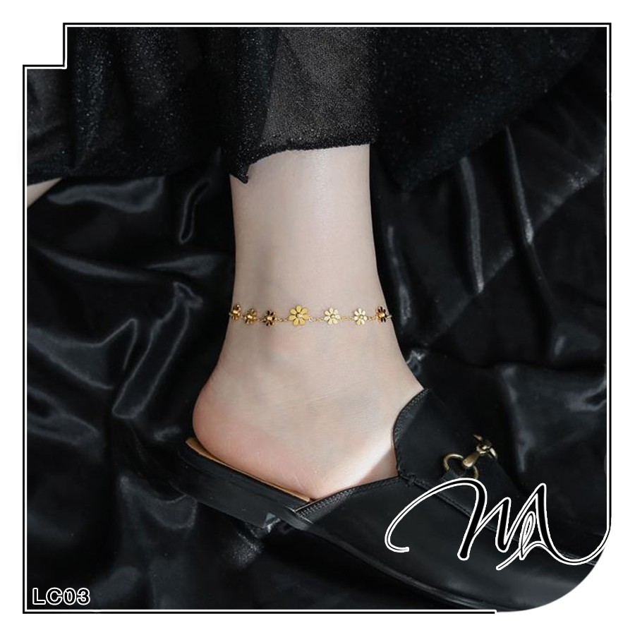 Lắc chân nữ Titan 7 hoa cúc nhí xinh xắn - Măng’s House LC03-2