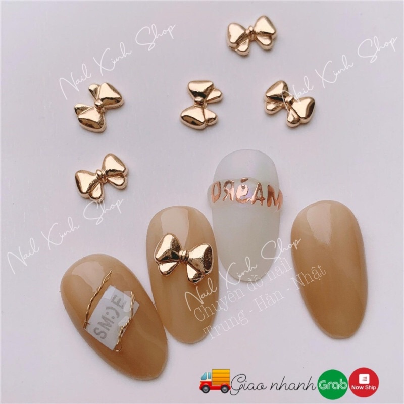 [ Mới ]  charm trang trí móng nail - cặp charm nơ hot nail nghệ thuật