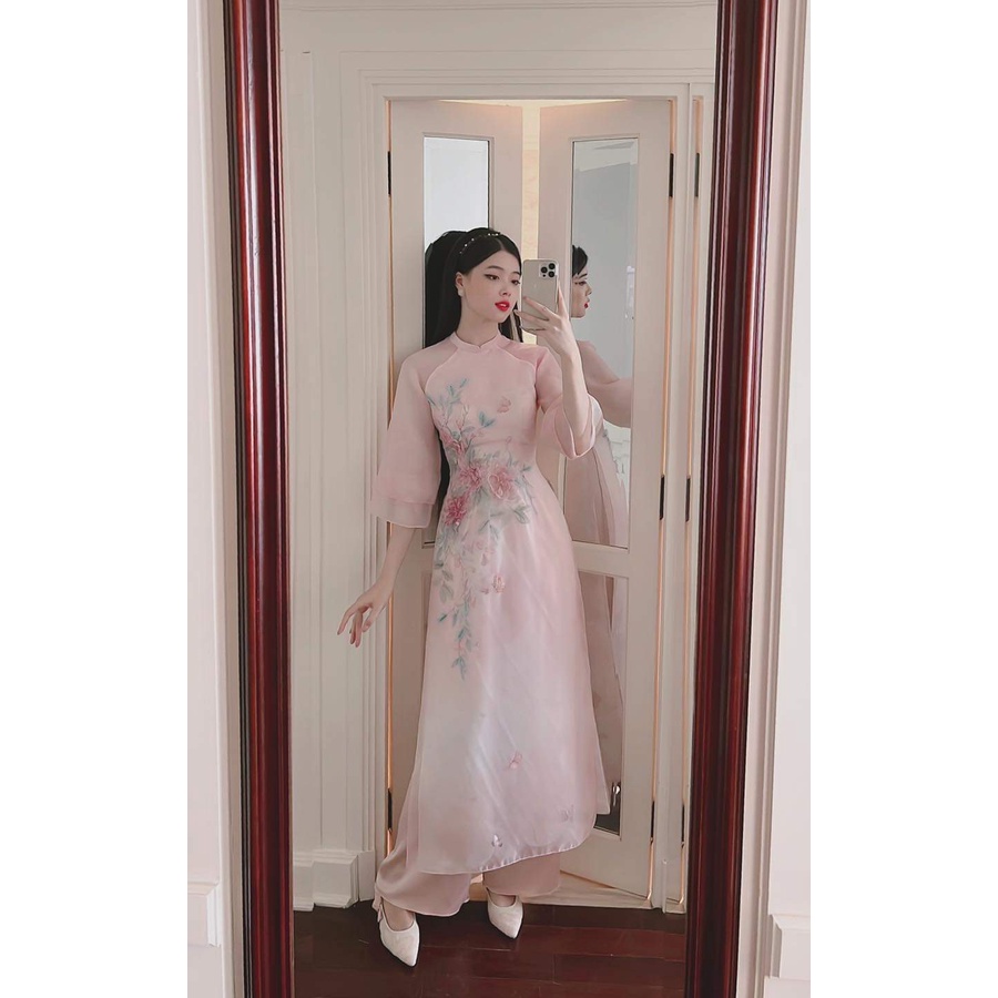 Áo dài cách tân kết hoa organza 4 tà ⚡️Hàng Cao Cấp⚡️ thần thái quý cô  – Tây Phương