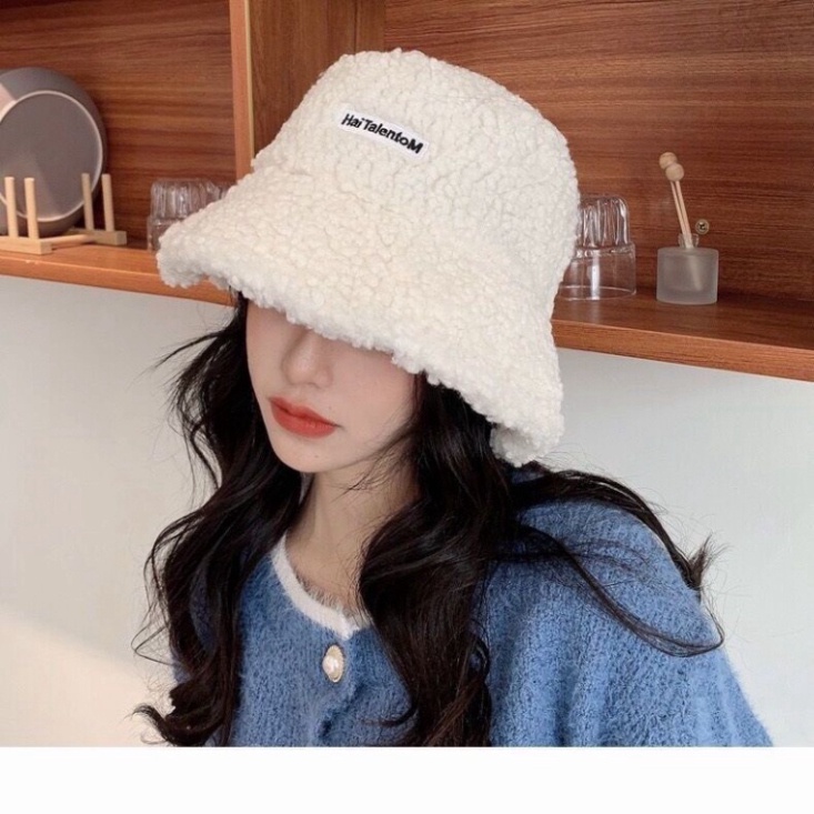 Mũ Da Lộn Lông Cừu 2 mặt lót nỉ và lót lông đội cả 2 mặt kiểu dáng mũ tai bèo