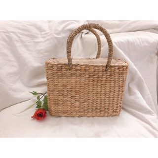 Túi lục bình vuông - túi cói Vintage xinh xắn đi biển đi chơi