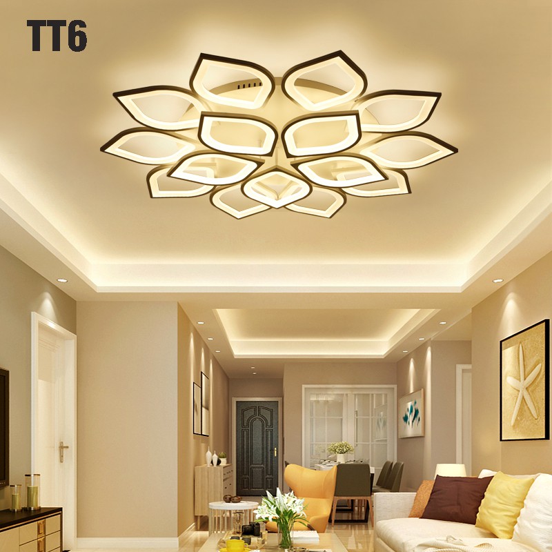 Đèn Led Trần Trang Trí - Đèn Trần - Đèn Ốp Trần Trang Trí Phòng Khách 3 Chế Độ Sáng Phân Tầng Kèm Điều Khiển HB88