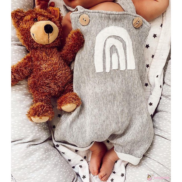 Bộ áo liền quần cổ vuông không tay họa tiết cầu vồng cho bé 0-18 tháng tuổi