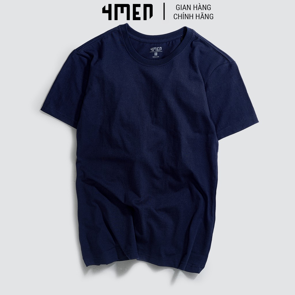 Áo thun nam cotton trơn 4MEN AT043 cổ tròn, ngắn tay, form basic, vải cotton dày dặn, thoáng mát, 4 màu hot trend | BigBuy360 - bigbuy360.vn