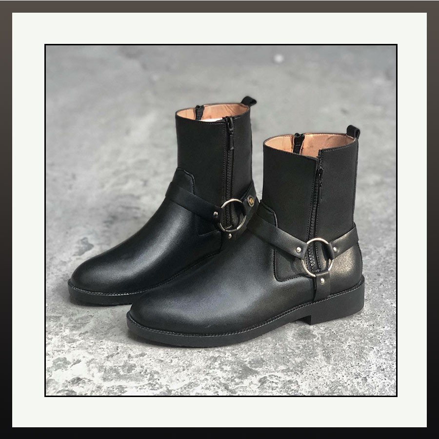 Giày Harness boots cao cổ thời trang nam chất liệu da bò da lộn đế độn 3.5cm | BigBuy360 - bigbuy360.vn