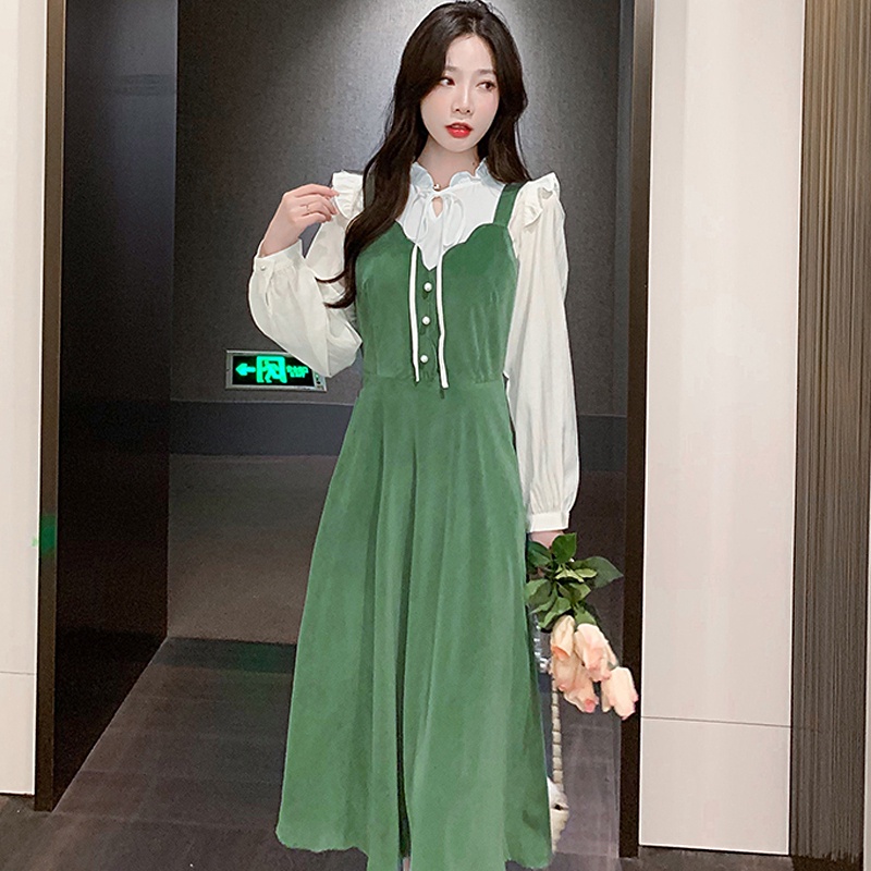 Set Đầm Hai Dây Kèm Áo Khoác Tay Phồng Thời Trang Hè Thu Mới Cho Nữ