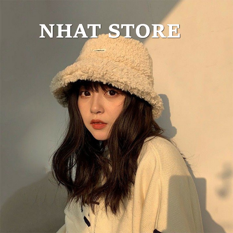 Mũ Bucket lông cừu mềm siêu dễ thương phong cách Hàn Quốc (có ảnh thật) - Nón MU04