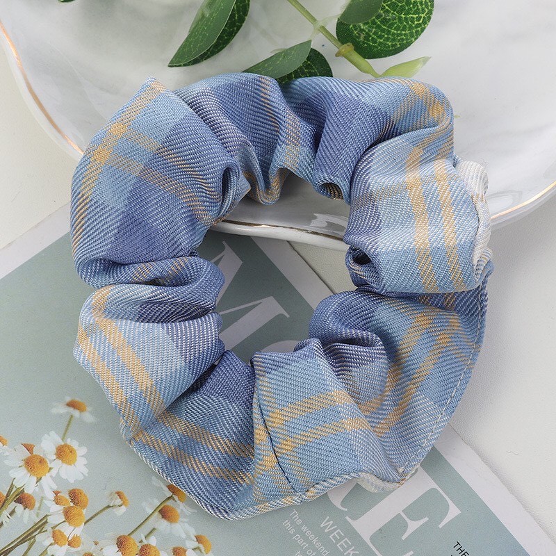 Buộc tóc Scrunchies kẻ tiểu thư