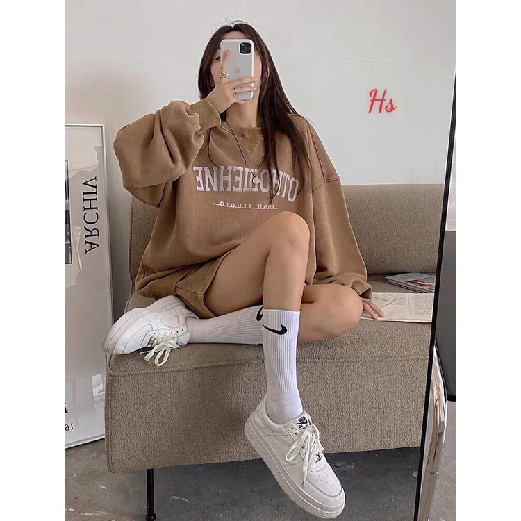 Set Bộ Đùi Nỉ Áo Dày Tay In THO Mềm Mịn Hot Trend 2021 Unisex X.Store Có Ảnh Thật + Video Tự Chụp SKU 605