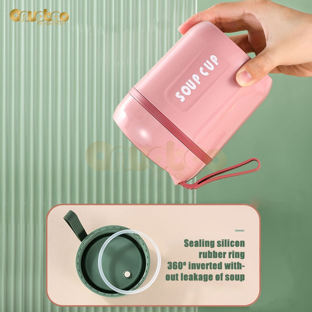 Set cốc canh và muỗng ONUOBAO thép không gỉ 304 cách nhiệt 480ml tiện lợi