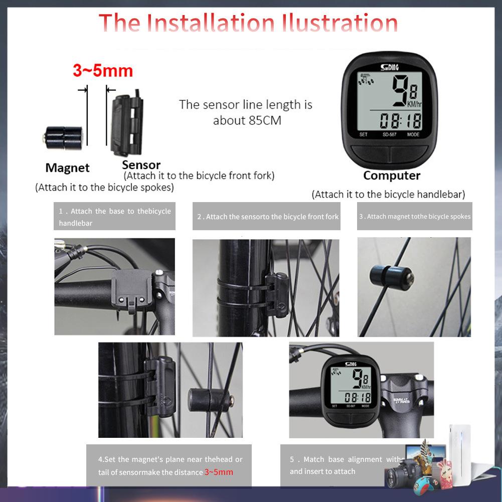 Đồng hồ đo tốc độ xe đạp chống nước SUNDING