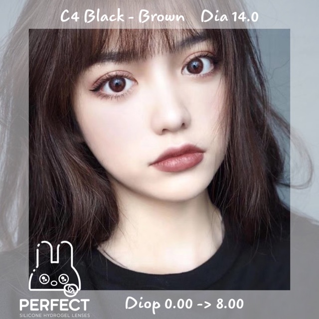 [Sale] Link 1 (Giá 1 Chiếc) 14.0 (0.00->8.00) C4 Black - Brown Kính Áp Tròng cao cấp