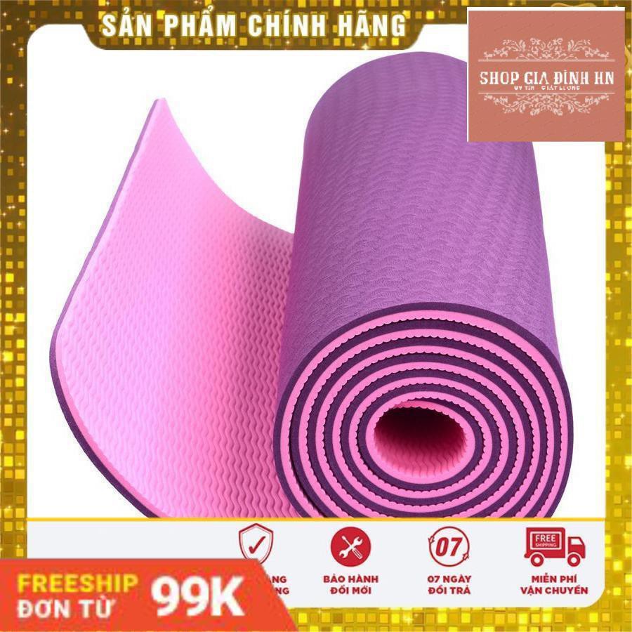 [Hàng Mới] THẢM YOGA 2 MẶT CAO CẤP THẢM TẬP YOGA TPE 2 LỚP 6MM CAO SU NON CÓ TÚI ĐỰNG THỜI TRANG