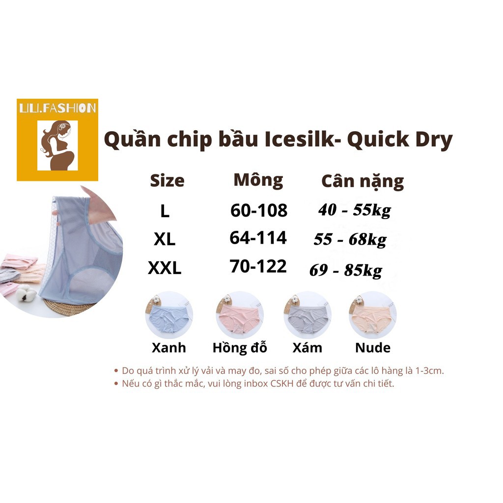 Set 4 quần lót bầu, đồ lót bầu và sau sinh cho mẹ bầu cạp chéo chất liệu co giãn kháng khuẩn bigsize 85kg