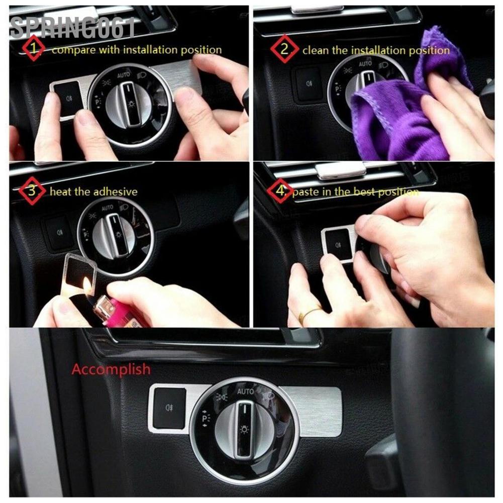 Spring061 2pcs Headlight Switch Trim Silver Aluminium Alloy Replacement for Mercedes‑Benz E63 AMG 2015