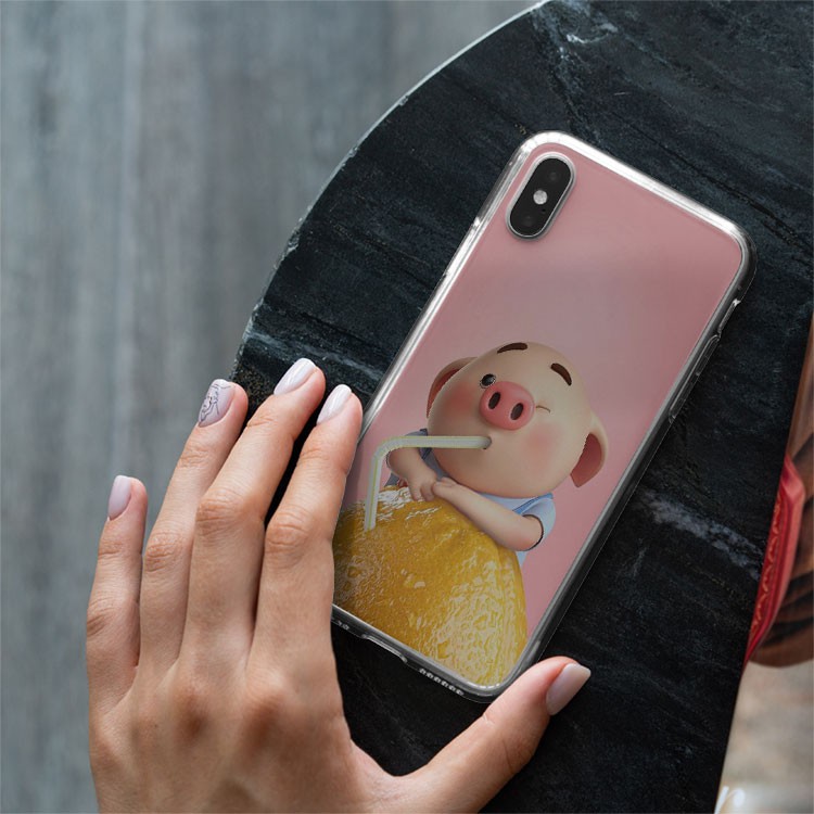 Ốp lưng điện thoại lợn con uống sữa Iphone 7/7Plus/8/8Plus/X/Xs/Xs Max/11/11 Promax/12/12 Promax PIG20210050