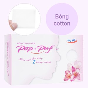 Bông tẩy trang Pop Puf Classic 100 Miếng 100% cotton mềm mịn và an toàn cho da (1 hộp)