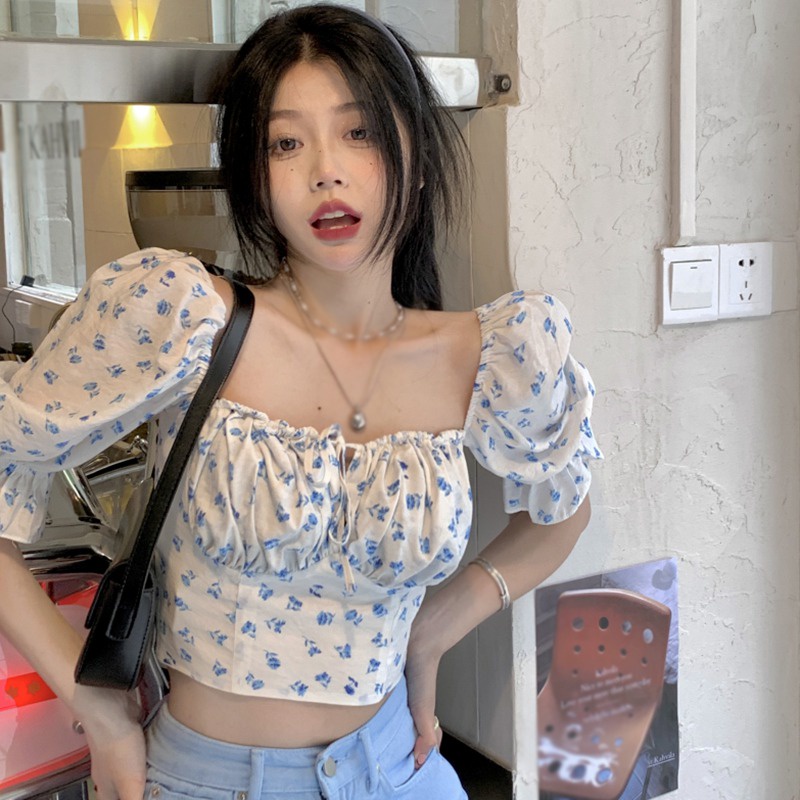 Áo Kiểu Trễ Vai Tay Phồng Chất Liệu Chiffon Mỏng Nhẹ Thời Trang Quyến Rũ Cho Nữ