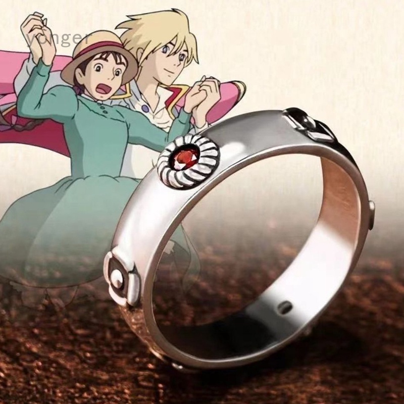 Nhẫn Unisex Bằng Kim Loại Tùy Chỉnh Hình Lâu Đài Hayao Miyazaki