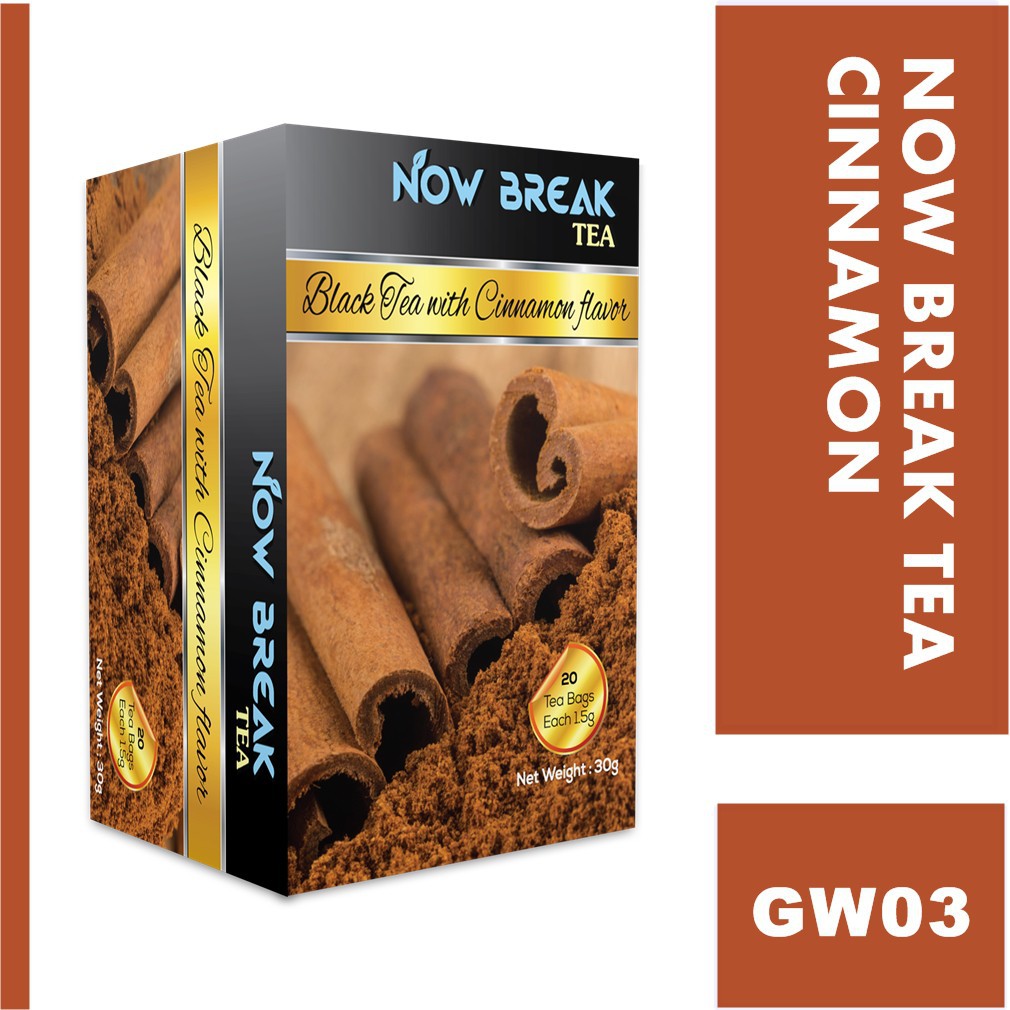 Trà quế Now Break Tea - kiểu trà túi lọc Dilmah (Cinnamon Tea) (đóng gói 20 bao thiếc riêng, 30g)