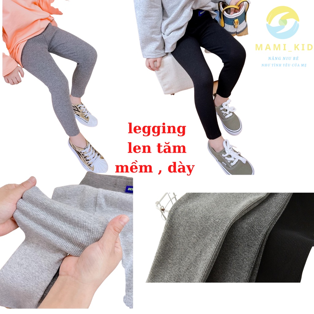 quần legging bé gái len tăm dày đẹp, siêu co giãn, 10-38kg