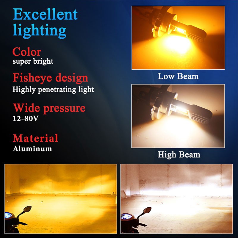 Đèn Pha LED T19 H6 P15D H4 BA20D H6M DC / AC 12-80v 6000K EX5 LC13 Chuyên Dụng Cho Xe Mô Tô