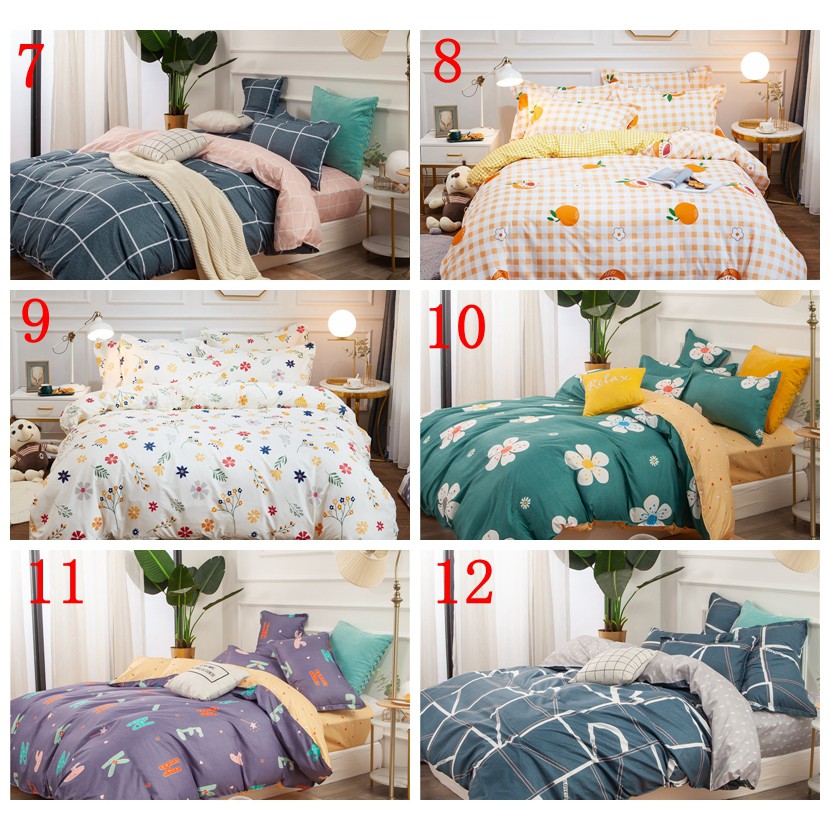 Bộ ga giường polyester 4 trong 1 gồm tấm trải giường + áo gối + vỏ chăn thân thiện với làn da