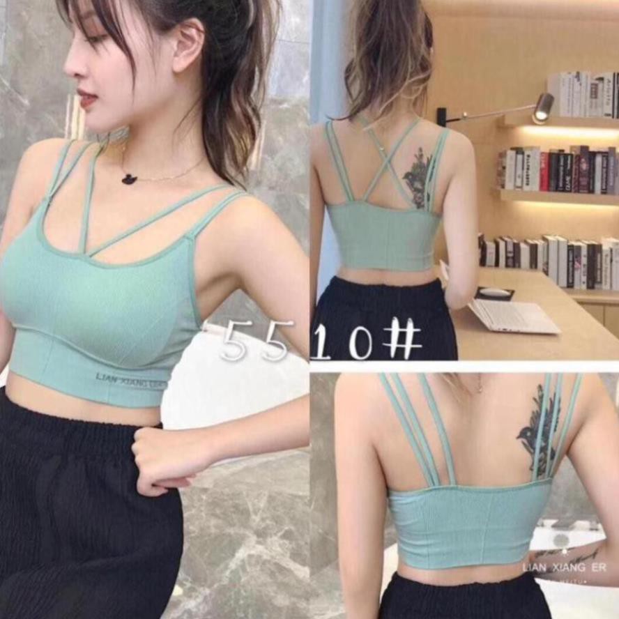 [EMMA] Áo Bra Tập Gym Nữ Tập Thể Thao Đan 6 Dây Có Mút Form Nâng Ngực [ĐỒ TẬP]