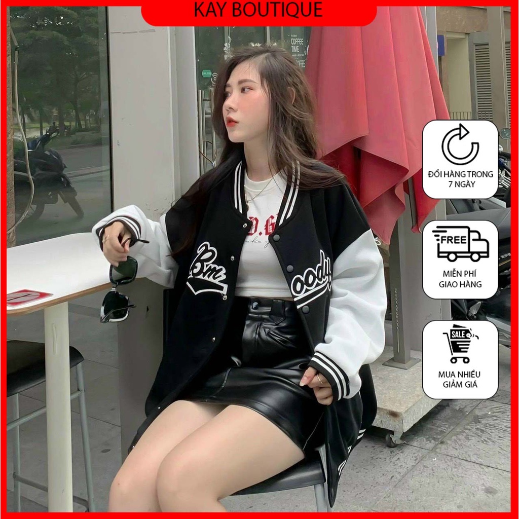Áo khoác varsity dù cặp form unisex cao cấp, áo khoác dù tăm cardigan họa tiết đẹp phối gió màu đen hot trend