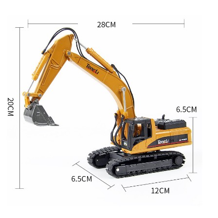 Mô hình xe máy xúc huina tỉ lệ 1:50 bằng kim loại và nhựa đồ chơi trẻ em