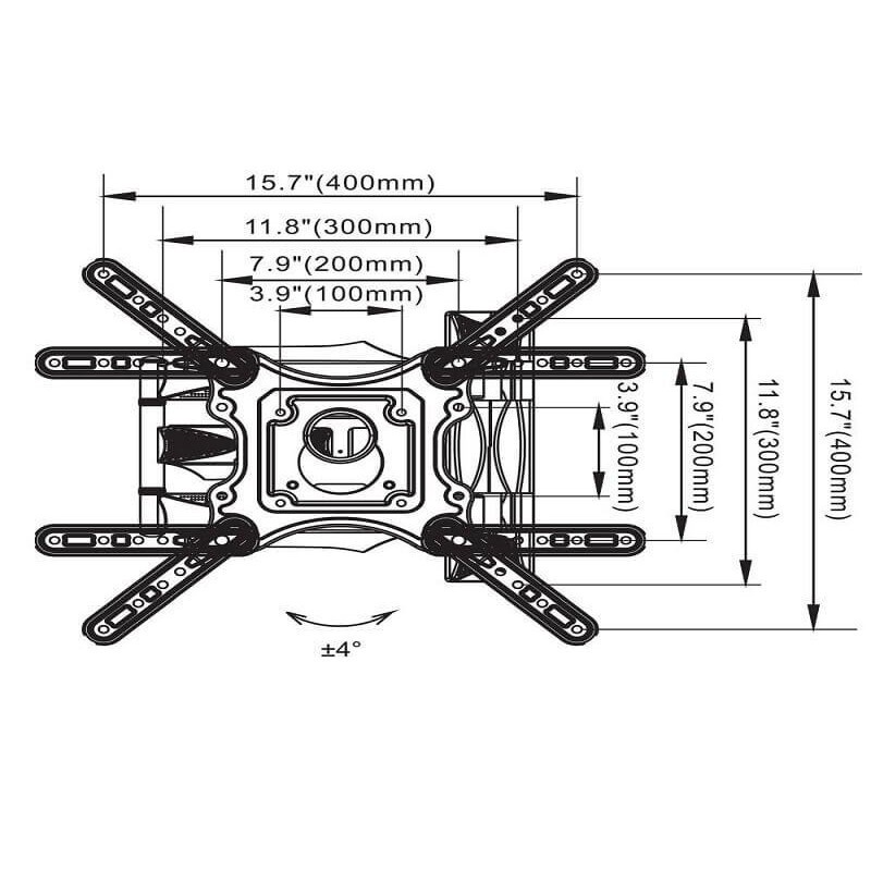 Khung treo tivi xoay đa năng từ 32 - 55 inch NB-P4 - Tải trọng tối đa 27Kg - Xoay mọi góc độ