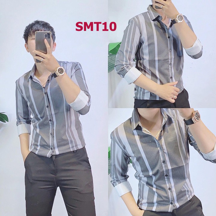 Áo sơ mi nam họa tiết phong cách hàn quốc trẻ trung hiện đại