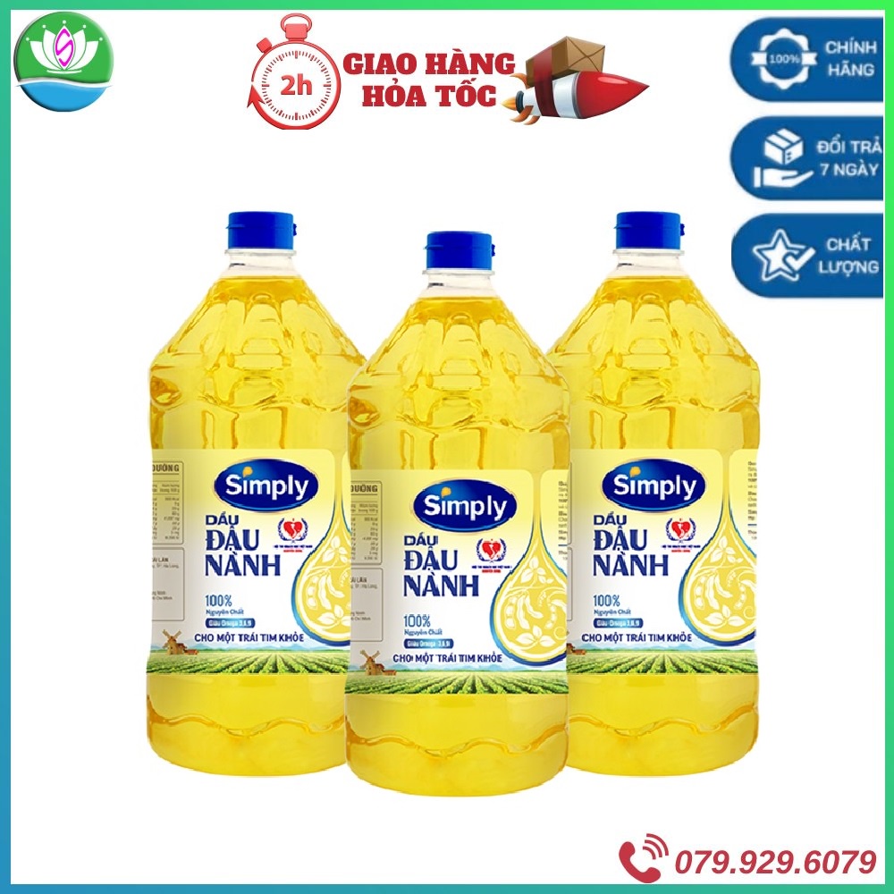 [Hỏa Tốc HCM] Combo 3 chai Dầu đậu nành simply 2L date mới nhất