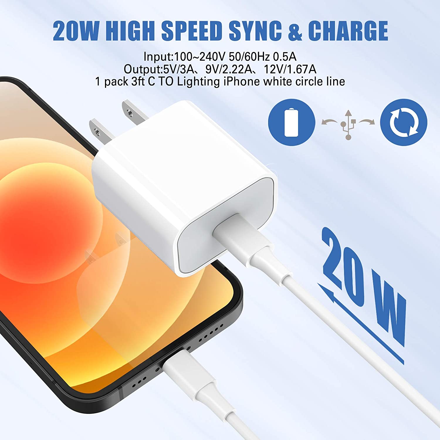 20W PD Phone Charger Adapter For iPhone 12 Pro Max X XR Lightning Power Adapter Charger Type C Fast Charging Power UK EU US Plug iPhone Charger 20w PD Bộ Sạc Nhanh