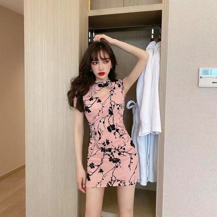 Đầm Sườn Xám In Họa Tiết Phong Cách Retro Trung Hoa Quyến Rũ Cho Nữ
