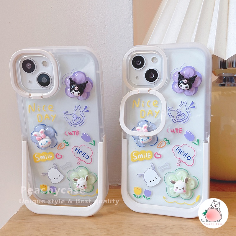 Ốp Điện Thoại TPU Mềm Có Giá Đỡ Hình Hoa 3D Dễ Thương Cho iPhone 14 13 12 Pro Max 11 Xr Xs Max X